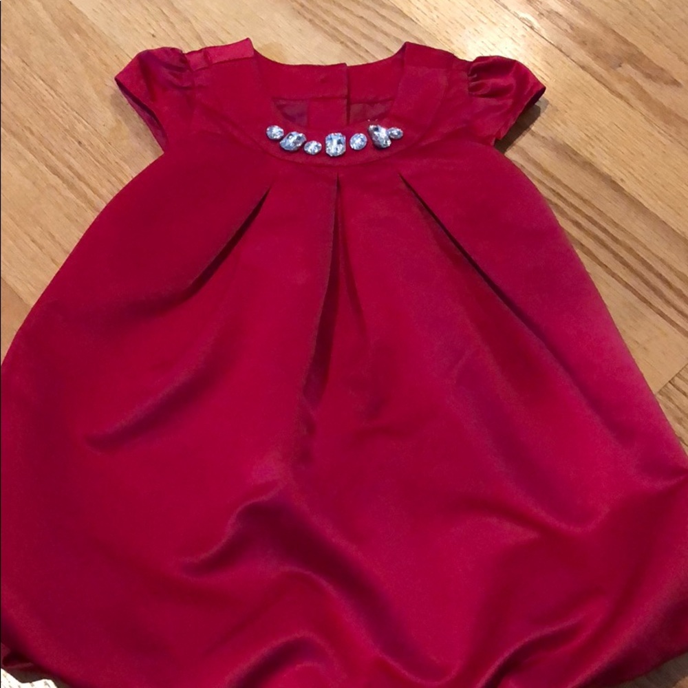 Red Gymboree balloon dress with rhinestone detail